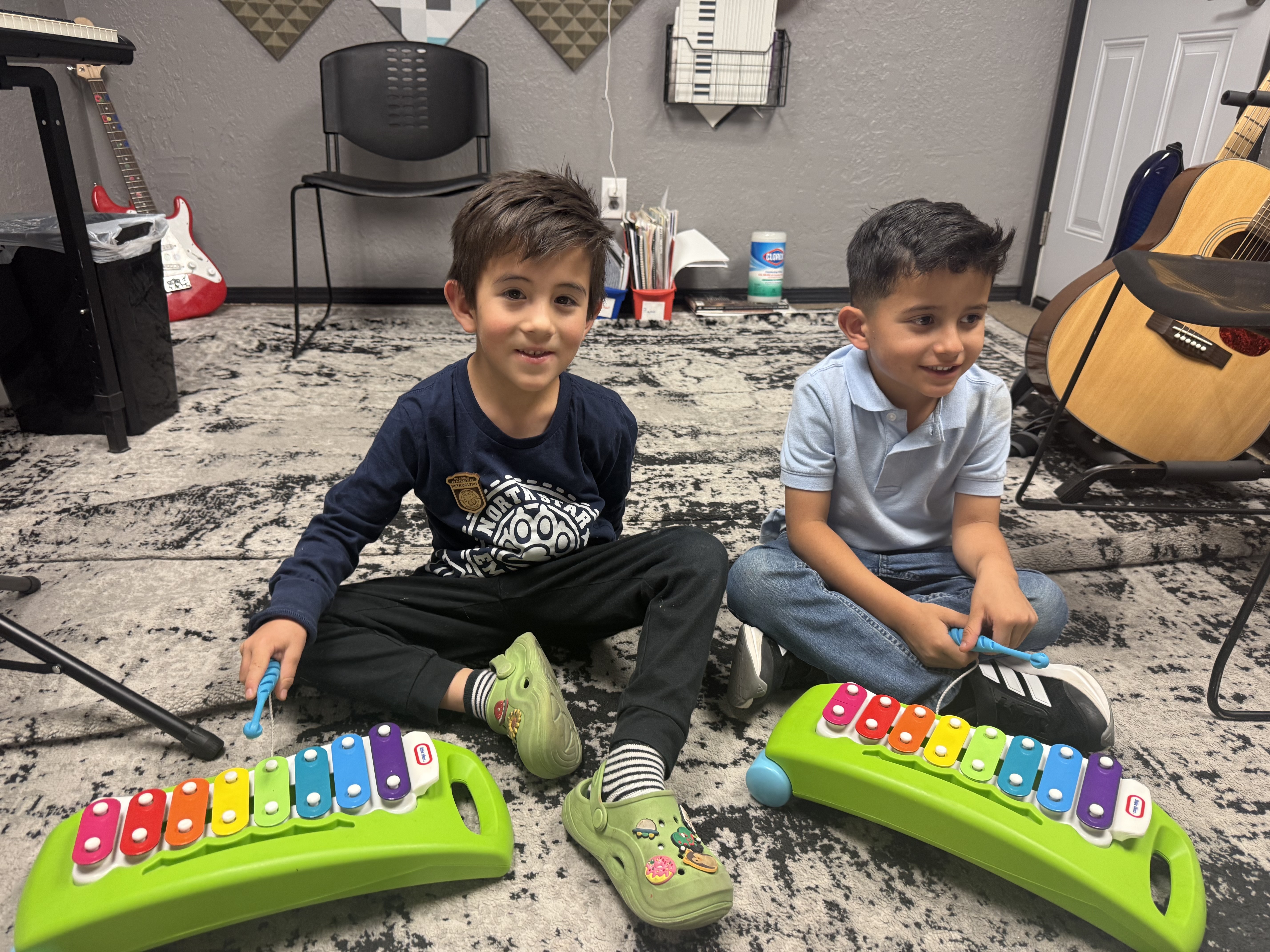 Rockin' Rookies students playing xylophones during class