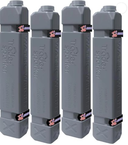Four gray canopy leg weights